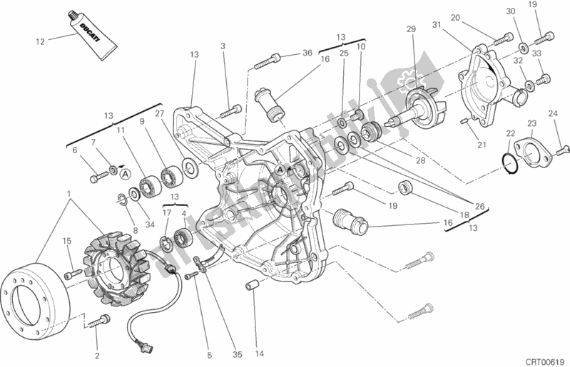 Alle onderdelen voor de Generatorafdekking - Waterpomp van de Ducati Streetfighter S 1100 2012